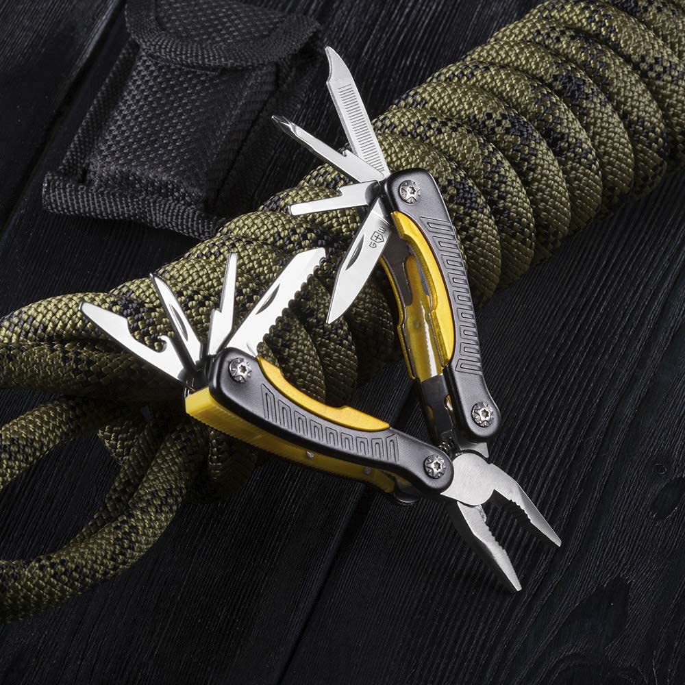 Bundle of 2 Items - Pocket Folding Knife - Military Style - Cool Tools -Mini Multitool Knife 12 in 1 - Small Pocket Multi Tool with Knife and Pliers - Best Small Utility Multi Purpose All in One