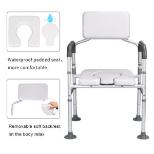 Famard 3-in-1 Raised Toilet Seat with Handles, Handicap Toilet Seat Risers with Soft Back and Padded Seat, Height Adjustable Elevated Toilet Seat for Elderly, Pregnant,Disabled