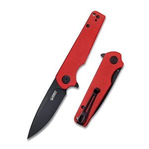 kubey wolverine ku233e folding pocket knife 2.91" d2 blade and g-10 handle with reversible clip for hunting camping and outdoor