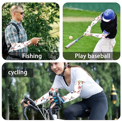 Gardening Sleeves with Thumb Hole Hummingbirds Arm Sleeves for Women Men White Sun Protection Garden Sleeves for Driving Sports One Size