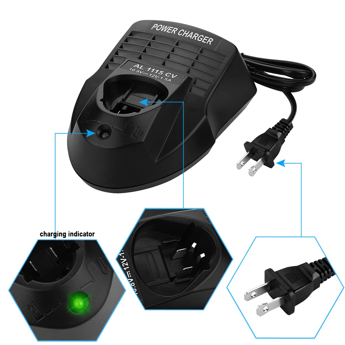 DONGPUCUN BC330 12V Replacement Charger for Bosch 12-Volt Lithium-Ion Batteries BAT411 AL1115CV AL1130CV