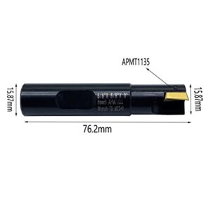 GBJ 5/8" * 5/8 * 3”-2T +2pcs APMT1135PDER 90 ° Indexable End Mill Holder Carbide Inserts Machining Steel,Iron Square Shoulder Face milling Slotting Milling Arbor (5/8" * 5/8 * 3”-2T + APMT1135PDER)