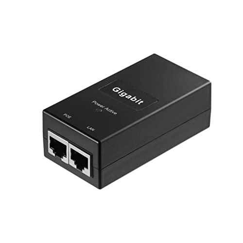 REVODATA Gigabit PoE Injector Adapter, IEEE 802.3af/at PoE+ Passive, PoE 48V 0.5A Output Power, 10/100/1000Mbps Gigabit Speed, for IP Camera/AP/PTZ/Video Phone, Plug and Play (D05A-G)