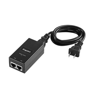 REVODATA Gigabit PoE Injector Adapter, IEEE 802.3af/at PoE+ Passive, PoE 48V 0.5A Output Power, 10/100/1000Mbps Gigabit Speed, for IP Camera/AP/PTZ/Video Phone, Plug and Play (D05A-G)