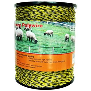 ggtyhao electric fence polywire upgraded 1722 feet，525 meter，6 stainless steel strands for reliable conductivity and rust resistance，portable electric fence rope