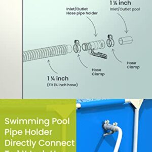 SUMMERBUDDY Swimming Pool Pipe Holder, Hose Support Brackets with Clamp Water Hose Swimming Pool Pipe Mount for Above Ground Pools Suitable for 1.25 Inch Hose (2 Pack)