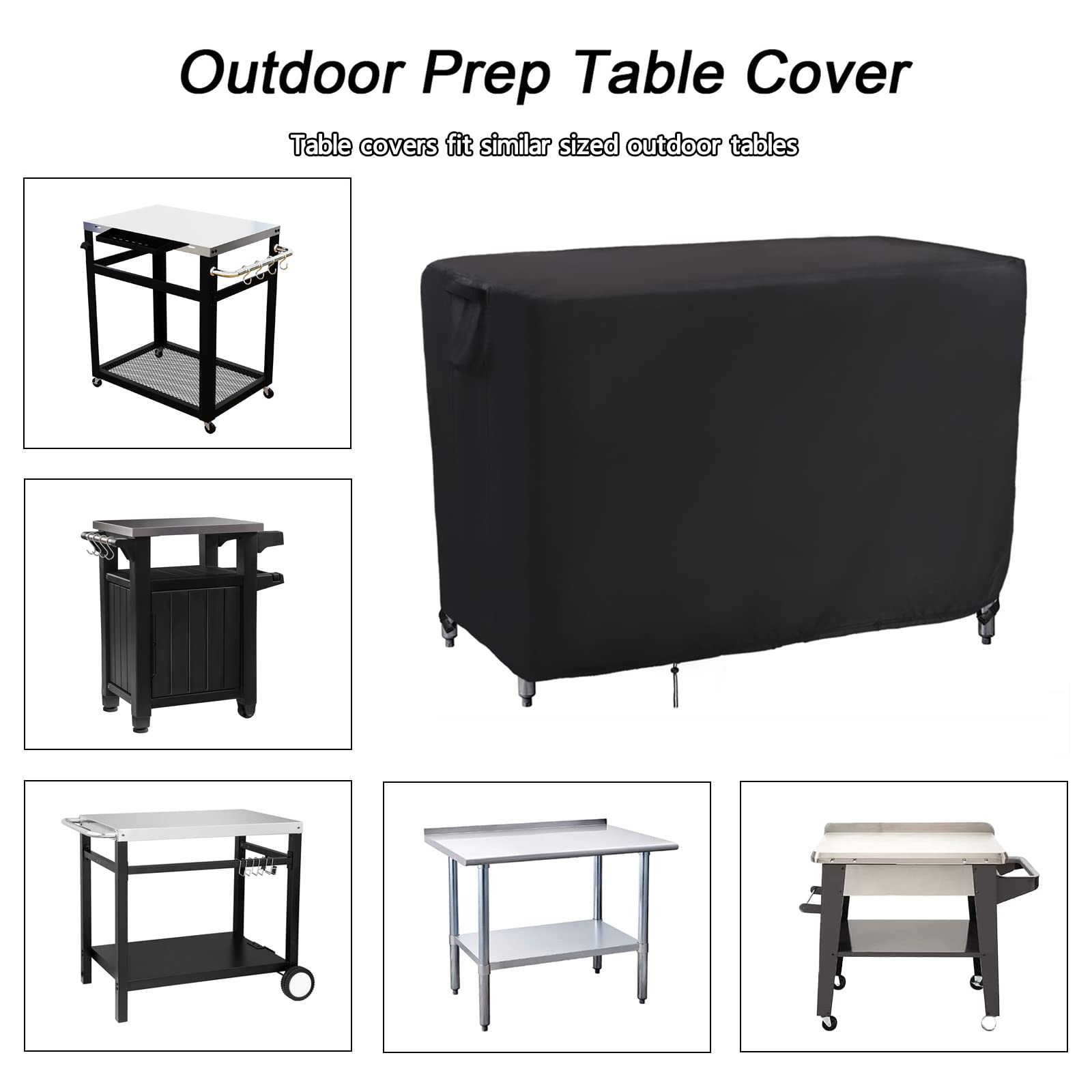 Kingling Outdoor Prep Table Cover, Waterproof Stainless Steel Table Cover Metal Table Cover Protection for Patio Kitchen Prep/Work Table - 48''L x 24''W x 35''H