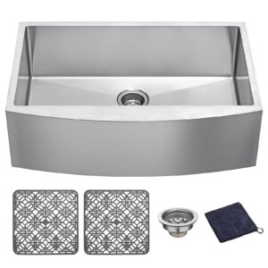 33 inch handmade kitchen sink farmhouse apron front 18-gauge stainless steel tight radius, 33" x 22" x 10"