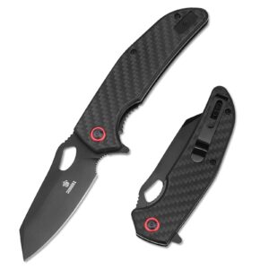 sennilox folding pocket knife,3.26" d2 blade,full carbon fiber handle,titanium coating,unique tool gift for men women