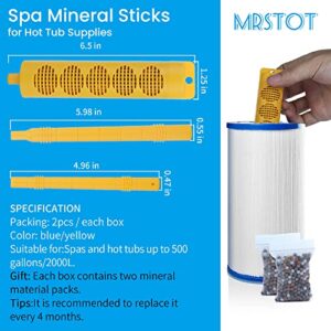 Spa Mineral Stick for Hot Tub, hot tub Mineral Stick, Natuer 2 Stick for hot tub Chemicals, with 8 Months Lifetime, Free 4 Packs of Replaceable Mineral Materials (Blue,4-Pack)