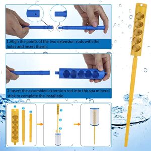 Spa Mineral Stick for Hot Tub, hot tub Mineral Stick, Natuer 2 Stick for hot tub Chemicals, with 8 Months Lifetime, Free 4 Packs of Replaceable Mineral Materials (Blue,4-Pack)