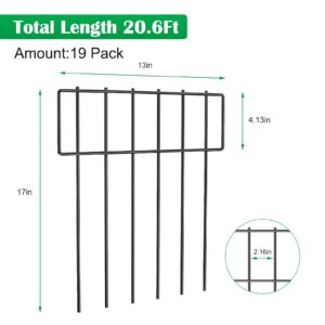 19 Pack Animal Barrier Wire Fence, 17 In(H) X 20.8 Ft(L) Decorative Metal Fencing, Rustproof Wire Border, Dog Rabbits Ground Stakes No Digging for Outdoor Use.