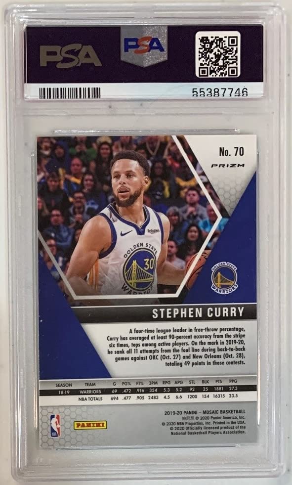 Stephen Curry 2019 Panini Mosaic Green Basketball Card #70 Graded PSA 10