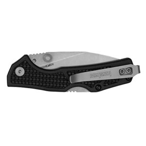 Kershaw Debris Mid Lock Folding Pocket Knife, Small 2.75 inch D2 Stainless Steel Blade with Mid-Lock, Manual Open with Thumb Stud, Deep Carry Pocketclip, Black Handle with Grey Stonewashed Blade