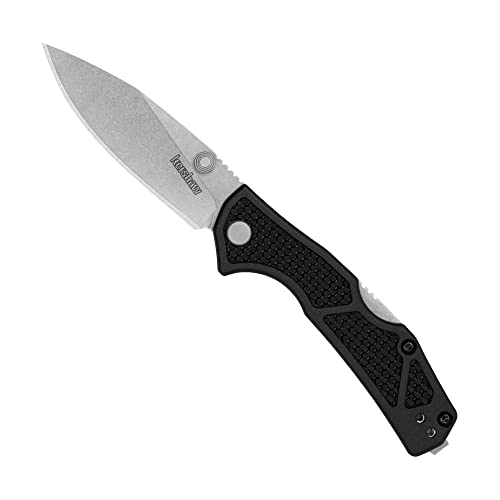 Kershaw Debris Mid Lock Folding Pocket Knife, Small 2.75 inch D2 Stainless Steel Blade with Mid-Lock, Manual Open with Thumb Stud, Deep Carry Pocketclip, Black Handle with Grey Stonewashed Blade
