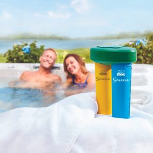 FROG Serene Cartridge Kit for Hot Tubs for use only with FROG Serene Floating Sanitizing Systems for Spas up to 600 gallons, Includes FROG Serene Mineral Cartridge and 3 FROG Serene Bromine Cartridges