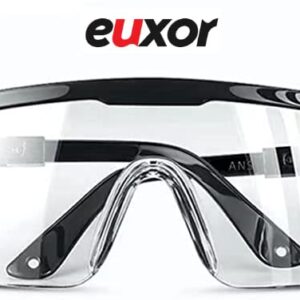 Euxor, (3 Pack) Safety Glasses Anti Fog & Shattered Proof, ANSI Z87.1 & EN 166 UV Resistant Protective Eyewear Safety Goggles, Wide Frame Eye Shield Goggles Scratch Resistant Best Eye Protection