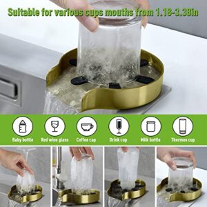 Glass Rinser for Kitchen Sink, Saparlo 6-Leaf Removable Stainless Steel Cup Washer, Bottle Washer, Quick Rinser for Baby Bottle, Kitchen Sink Automatic Flushing Device for Bar Sink, Brush Gold