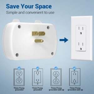 Outlet Extender with USB C, Multi Plug Outlet Adapter with 3 AC Outlets 1 USB & 1 USB-C, Outlets Splitter 1875W, Wall Mount Outlet Extender for Home, Office, Hotel, Travel, Dorm Room-White (1 Pack)