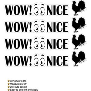 4 Pack Wow Whoa Nice Rooster Cock Toilet Sticker Decal Funny Stickers, Prank Stickers, Die-cut Vinyl Waterproof Sturdy Material Toilet Seat Nice Cocktail Stickers Decals