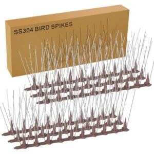 bird spikes,15 pack stainless steel bird spikes, bird repellent devices outdoor, bird deterrent spikes for pigeons and other animals, for garden fence and wall