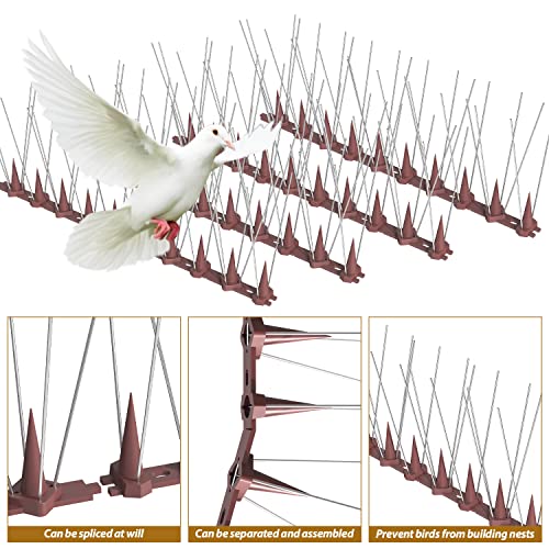 Bird Spikes,15 Pack Stainless Steel Bird Spikes, Bird Repellent Devices Outdoor, Bird Deterrent Spikes for Pigeons and Other Animals, for Garden Fence and Wall