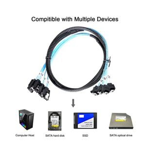 ADCAUDX SATA-III Cable:0.5M, 4Pcs/Set-SATA Cable 90-Degree Right-Angle SATA-Data Cable SAS/SATA-6Gbps Cable for Server-Raid Computer SDD HDD CD DVD Drives (1.6FT)