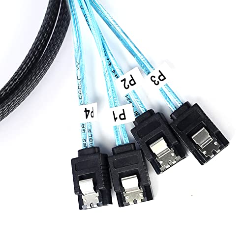 ADCAUDX SATA-III Cable:0.5M, 4Pcs/Set-SATA Cable 90-Degree Right-Angle SATA-Data Cable SAS/SATA-6Gbps Cable for Server-Raid Computer SDD HDD CD DVD Drives (1.6FT)