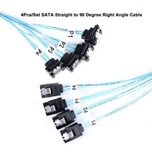 ADCAUDX SATA-III Cable:0.5M, 4Pcs/Set-SATA Cable 90-Degree Right-Angle SATA-Data Cable SAS/SATA-6Gbps Cable for Server-Raid Computer SDD HDD CD DVD Drives (1.6FT)