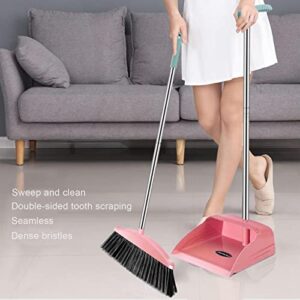 MIYUE Broom and Dustpan Set for Home - Dust Pans with Long Handle - Outdoor Indoor for Home Kitchen Room Office,Must Haves for Home, Pink