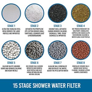 2 In 1 Shower Head Filter, Rain Shower Head High Pressure with Replaceable Shower Water Filter, Rainfall Water Softener Filtered Showerhead for Hard Water (Shower Filter Case)