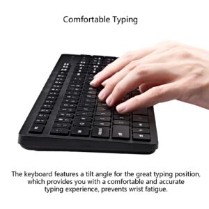 Wireless Keyboard and Mouse Combo, 2.4G Silent Cordless Keyboard Mouse Combo for Windows Chrome Laptop Computer PC Desktop, 106 Keys Full Size with Number Pad, 1600 DPI Optical Mouse (Black)