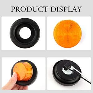 8Pcs 2 Inch Round Led Trailer Marker Lights, 4 Amber + 4 Red 2 Inch Round LED Side Marker and Clearance Marker Lights 4 LED Sealed Flush Mount w/Grommets and 2 Prong Trailer Wire Pigtails Waterproof