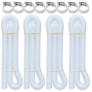pool hoses for above ground pools, 4 pack 1.25 x 59 inch pool filter pump hoses, compatible with intex pool filter pump 607, 637 with 8 metal clamps(4)