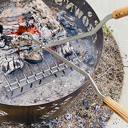 Campfire Bay Fire Pit Tongs 42" - Stainless Steel Heavy Duty Log Grabber - Made in USA - Bonfire and Campfire Tools