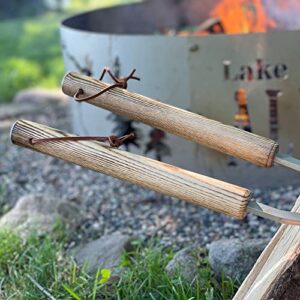 Campfire Bay Fire Pit Tongs 42" - Stainless Steel Heavy Duty Log Grabber - Made in USA - Bonfire and Campfire Tools