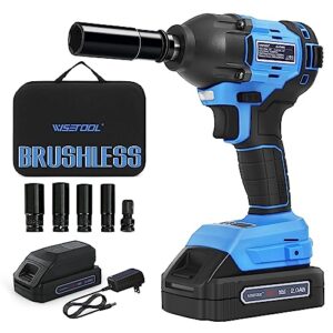 wisetool cordless impact wrench,1/2 inch electric impact wrench,brushless power impact wrench set for car tires,max torque 260 ft-lbs,2.0a li-ion battery