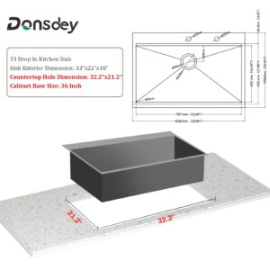 33 Kitchen Sink Drop In - Donsdey 33 Inch Kitchen Sink Ledge Workstation 16 Gauge Stainless Steel Drop In Topmount Single Bowl Rectangular Kitchen Sink Basin