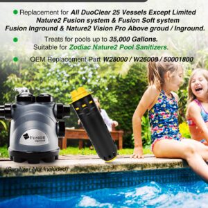 Replacement for Nature2 Duoclear 25 Mineral Cartridge W28000 for All Zodiac DuoClear Fusion Soft Vision Pro Above Ground Ingroud Pool Sanitizers, for up to 35,000 Gallons Pool, W26000, 50001800