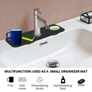 Kitchen Sink Splash Guard, Silicone Faucet Handle Drip Catcher Tray Mat Drains Water & Keeps The Countertop Dry | Behind Faucet Sink Protectors, Drying Mats for Home & Bathroom (Black, 1 Pack)