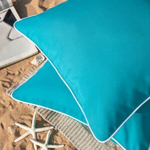 Phantoscope Pack of 2 Outdoor Waterproof Solid Throw Decorative Pillow Cover Decorative Square Outdoor Pillows Cushion Case Patio Pillows for Couch Tent Sunbrella, Teal Blue 18x18 inches 45x45 cm