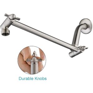 BRIGHT SHOWERS Shower Head Combo with Two Spray Settings Fixed Shower Head and Handheld Shower Head with Grey Face with 6 Inch Shower Arm and 10 Inch Shower Arm Extender, Brushed Nickel