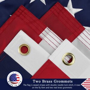 Pozoy American Flag 3x5 Outdoor Made in USA, Heavy Duty US United States Flags, The Best Embroidered Stars and Sewn Stripes, Brass Grommets, Longest Lasting Nylon American Flag 3x5 ft for Outside