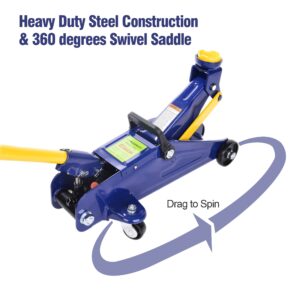 Aain 2 Ton Heavy Duty Floor Jack,Hydraulic Low Profile Trolley Service Floor Jack,Blue