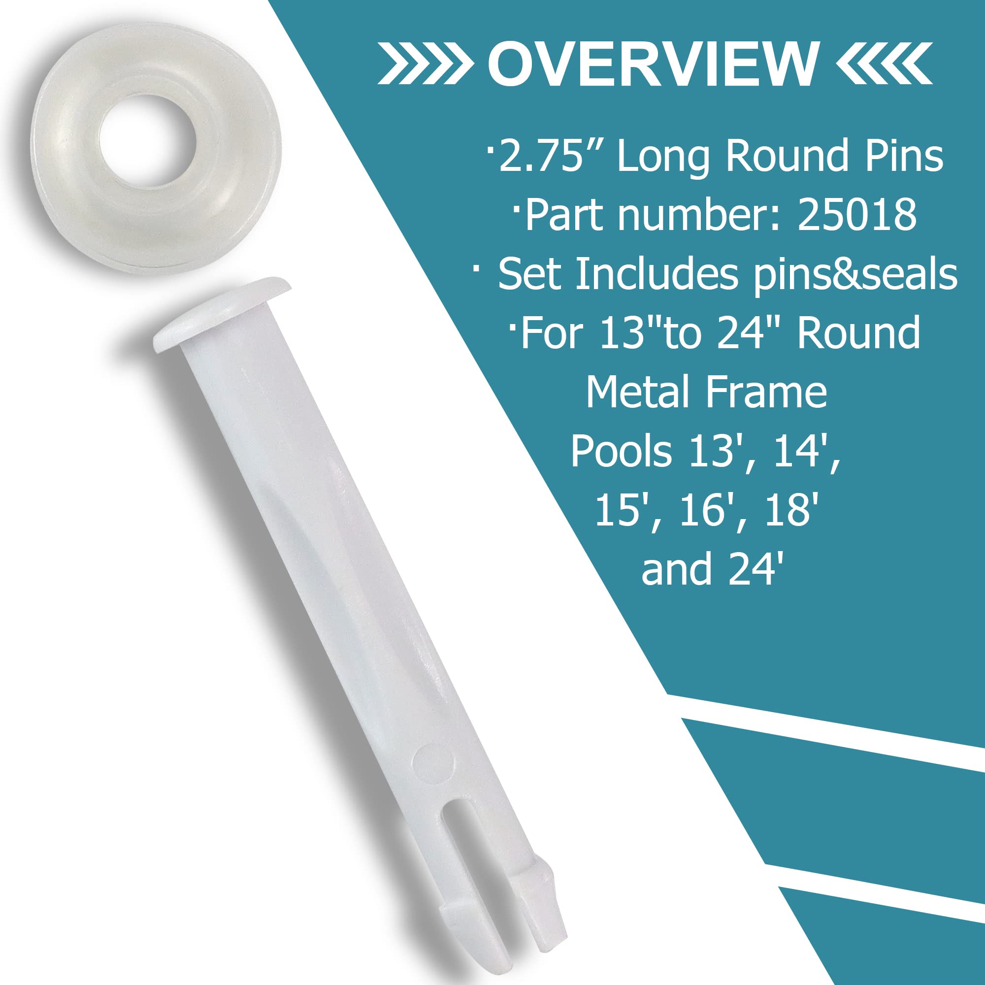 Vypart 2.75in 25018 Joint Pin & Seal fit for Intex 13' - 24' Round Metal Frame Pools,Pack of 24