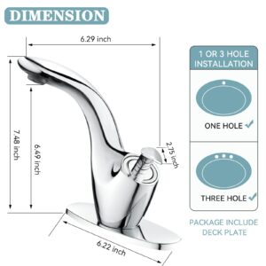 becola Bathroom Sink Faucet, Leaf Type Chrome Bathroom Faucet, Modern Single-Handle Faucet for Bathroom Sink with Two Supply Lines & Pop Up Drain & Deck Plate