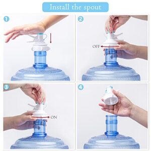 Water Jug Dispenser Holder 3-5 Gallon Water jug Stand and 2 Water Dispenser valves, Rust-Proof and Non-Slip jug Stand, Contains 2 Water Dispenser Stand and dust Valve