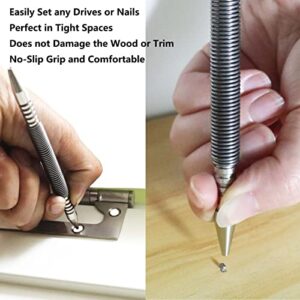 WHLLING 2-Piece Dual Head Combo Nail Setter, Double Ended 3/32″& 1/8″Spring Nail Set, 3500 PSI Striking Force Hammerless Nail Set Punch