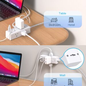 Power Strip Surge Protector - 6 Widely Outlets with 3 USB Ports (1 USB C), 3-Side Outlet Extender Strip with 5 Ft Extension Cord, Flat Plug, Wall Mount, Small Power Strip for Travel Office Dorm Home