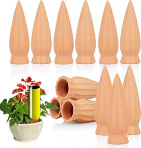 koamly 12 pcs self watering spikes,terracotta plant watering devices,terra cotta self watering planter insert,recycled wine bottle water plants while away